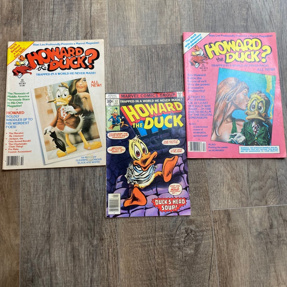 Marvel Howard the Duck Magazine 1 2 and Comic 12 Lot Vintage 1977 1979‎ Bronze